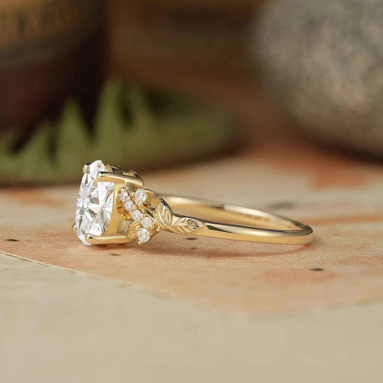 Leaf Moissanite Twisted Engagement Ring - Andromeda