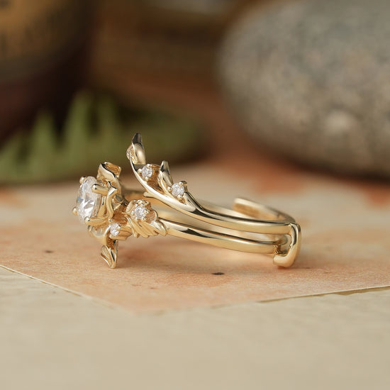 2pcs Moissanite Engagement Ring Set 