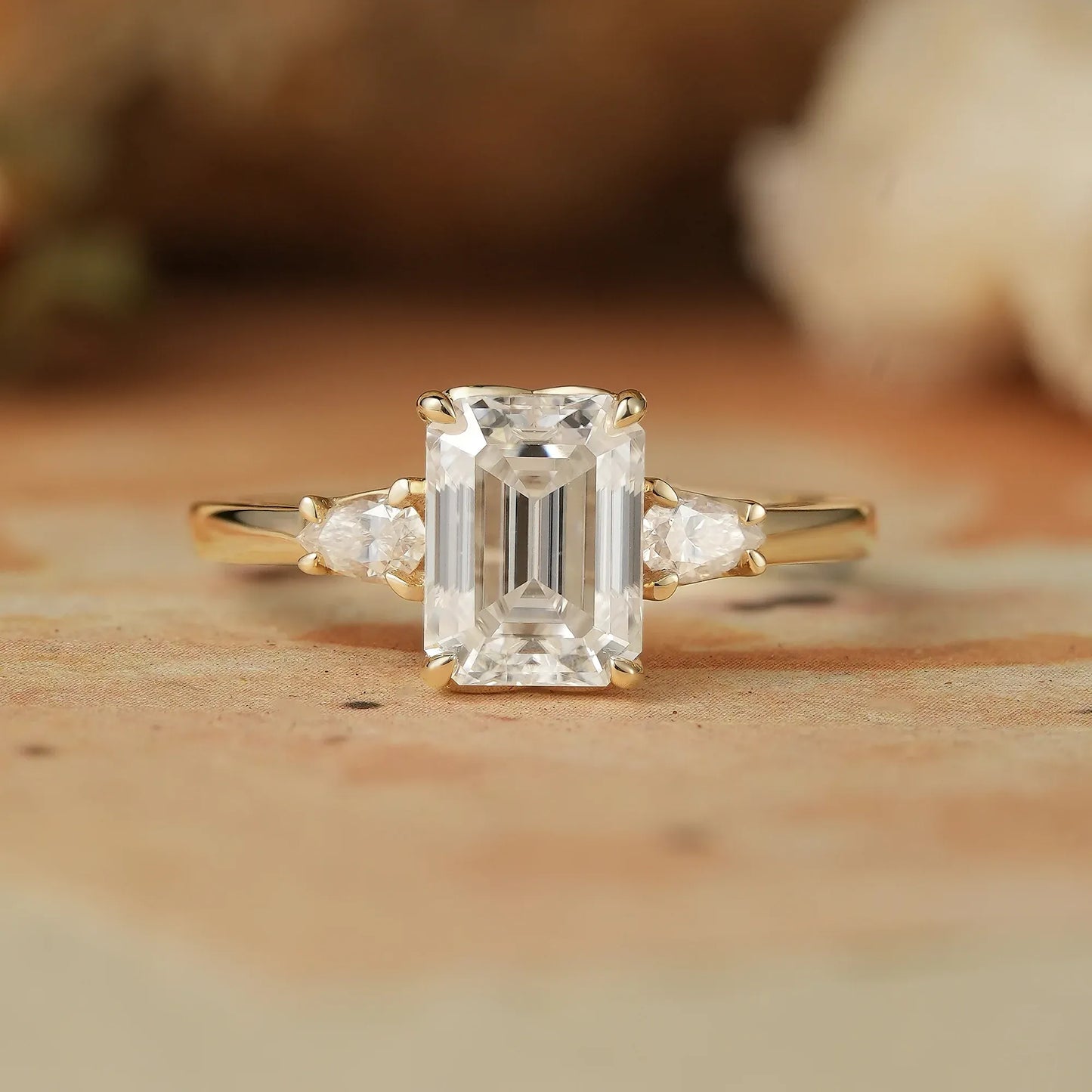 3-stone Moissanite Engagement Ring