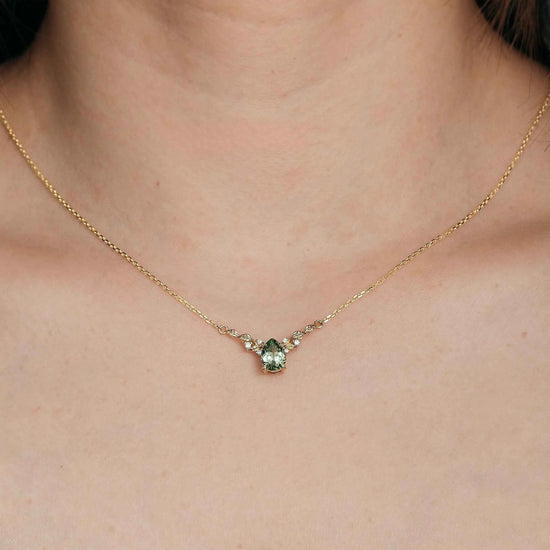 Green Sapphire Leaf Necklace