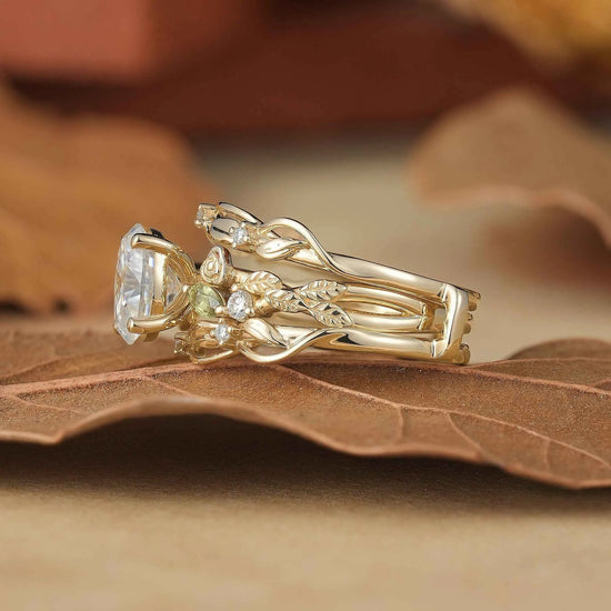 Moissanite & Peridot Ring Set