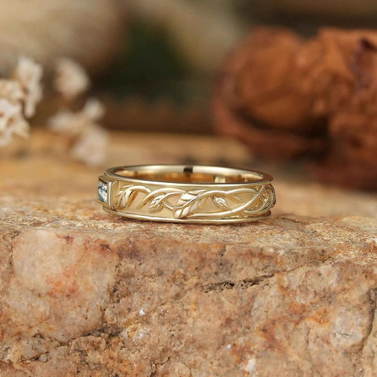 Rectangle Moss Agate Men's Band