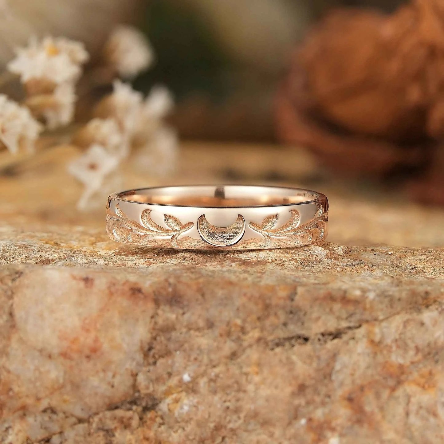 Moon & Leaf Gold Men's Band - Kai