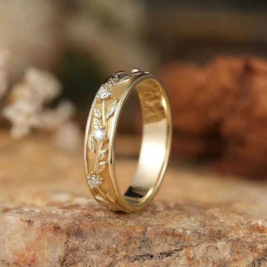 Men's Moissanite Leaf Band - Atticus