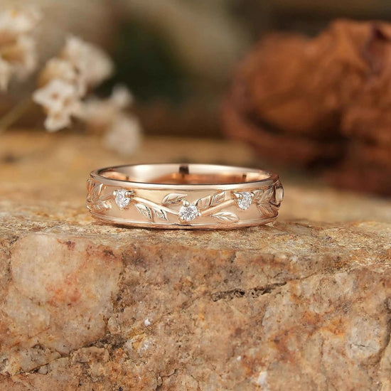 Men's Moissanite Leaf Band - Atticus