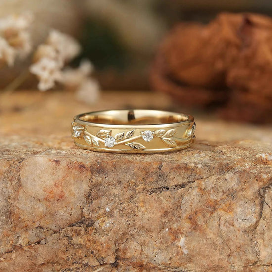 Men's Moissanite Leaf Band - Atticus