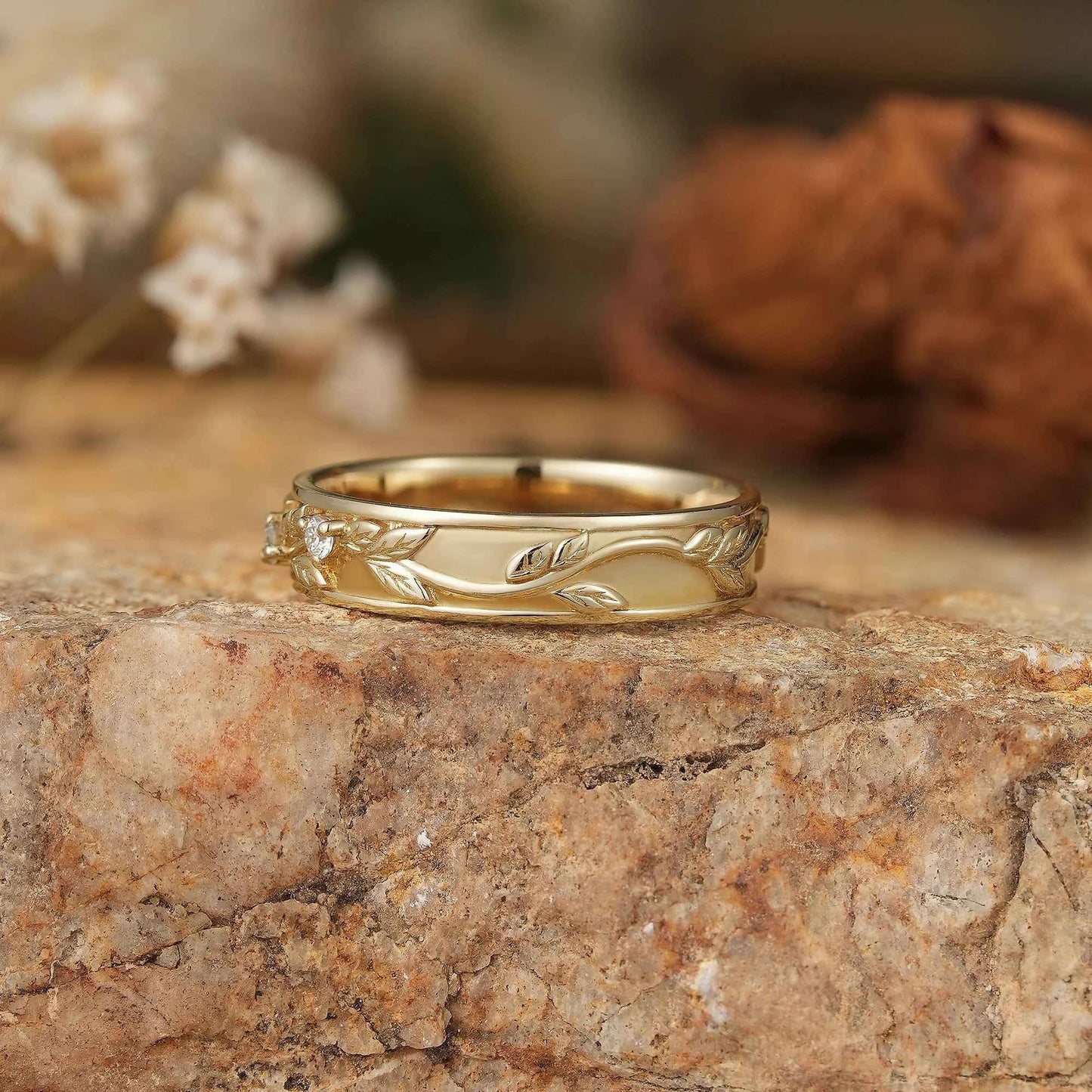 Men's Moissanite Leaf Band - Atticus