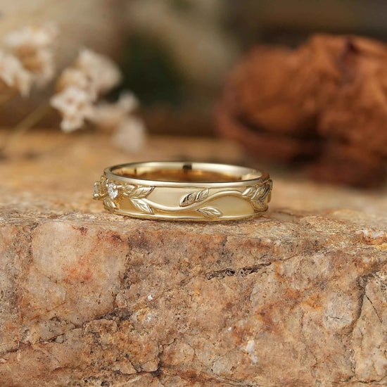 Men's Moissanite Leaf Band - Atticus