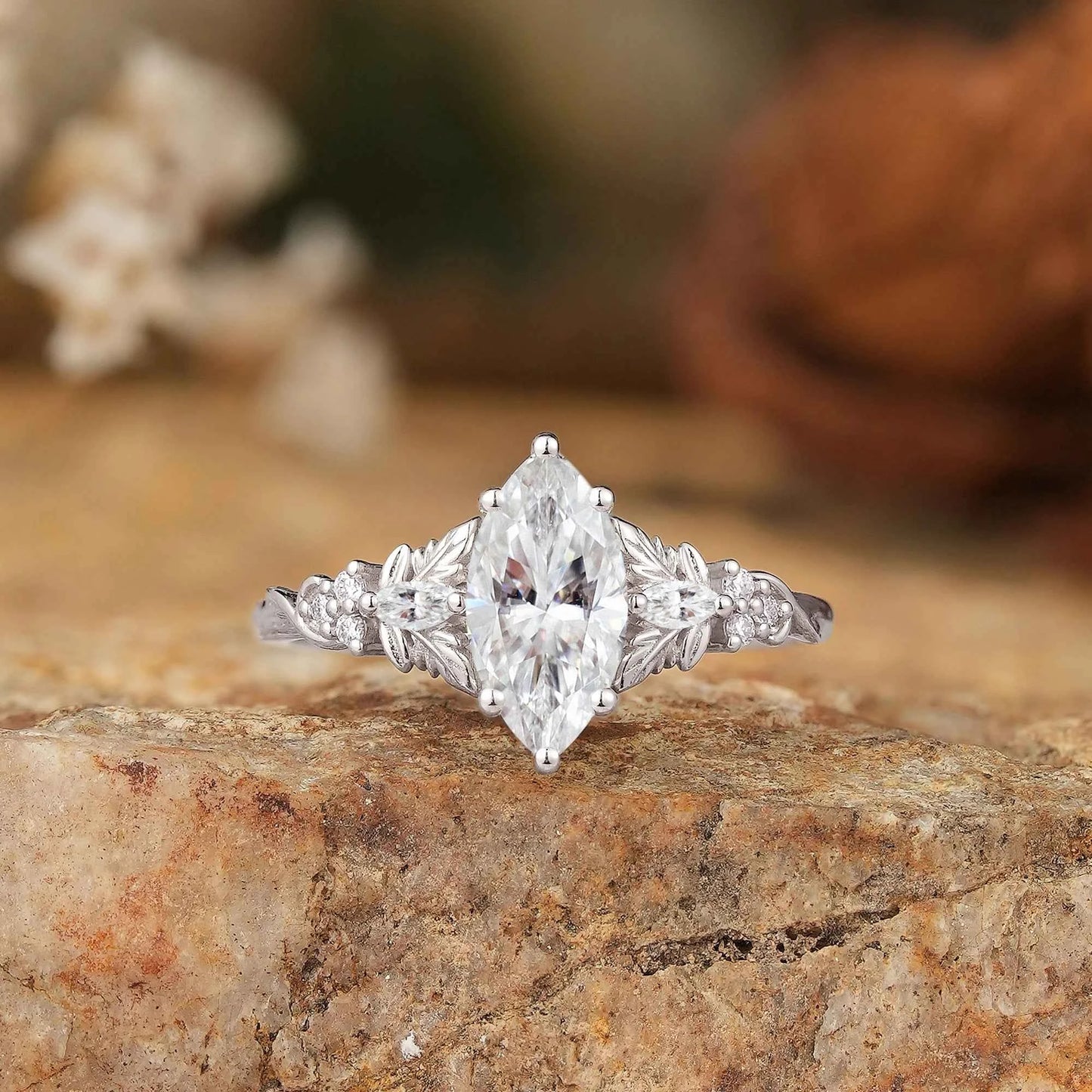 5x10 Unique Marquise Moissanite Ring - Sienna