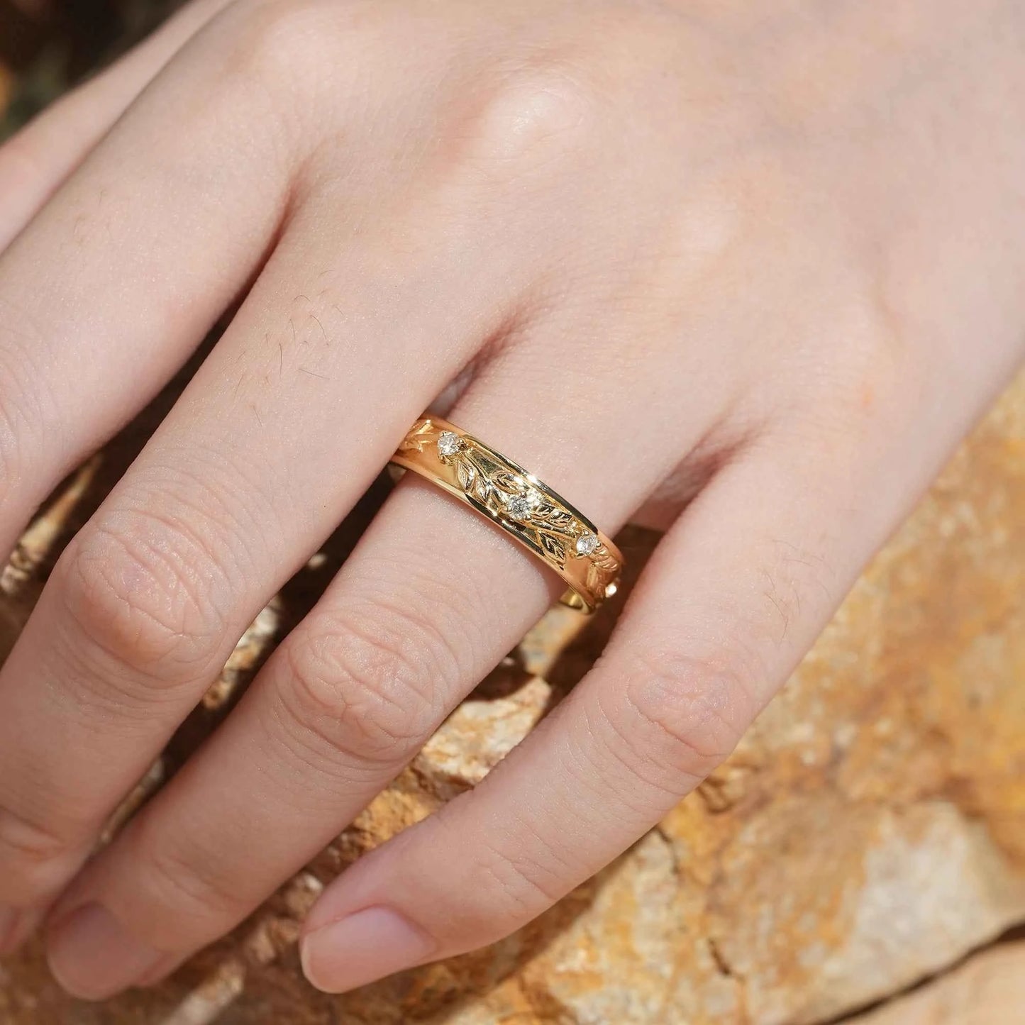 Men's Moissanite Leaf Band - Atticus
