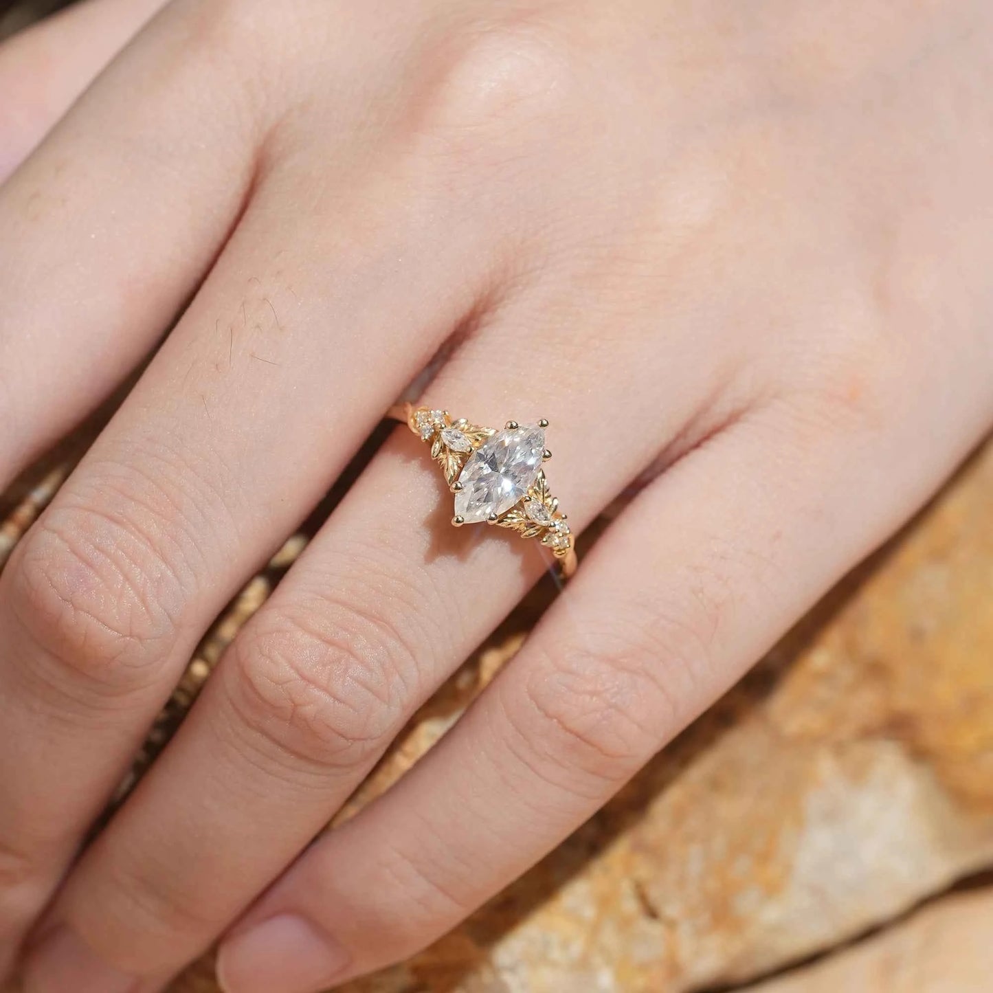 5x10 Unique Marquise Moissanite Ring - Sienna
