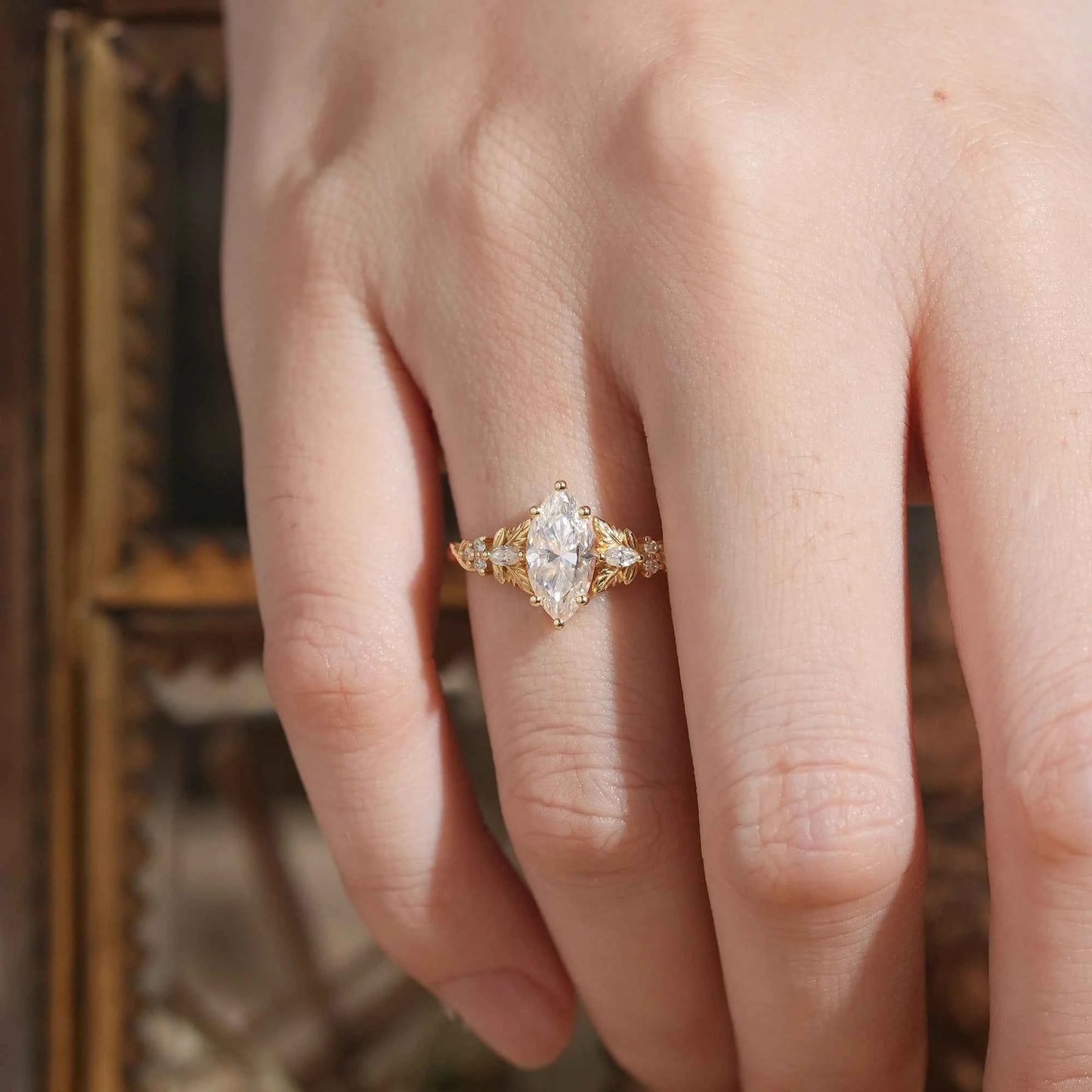 5x10 Unique Marquise Moissanite Ring - Sienna