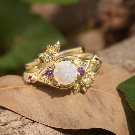 Rose Blossom: Opal Ring Set with Amethyst | Talia