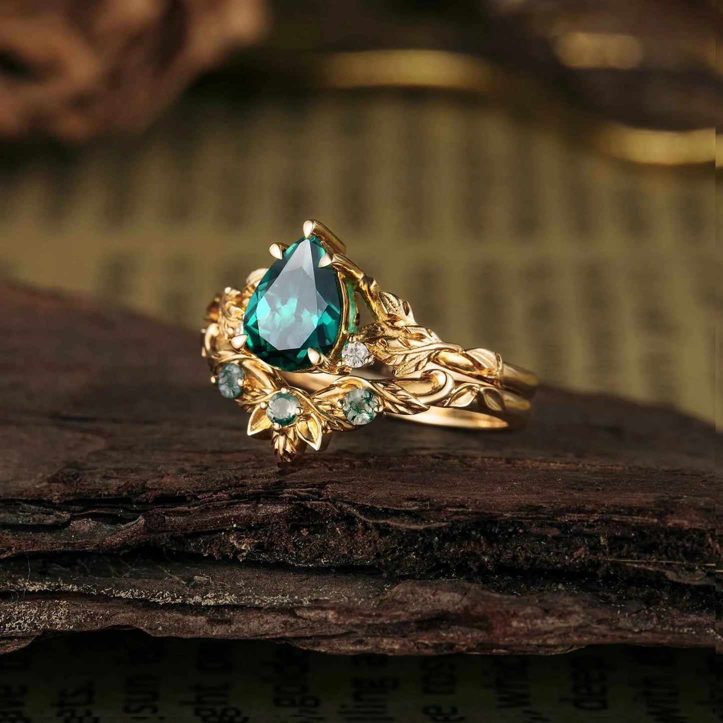 African Violet Inspired Engagement Ring Set 2pcs - GemsMagic - GemsMagic