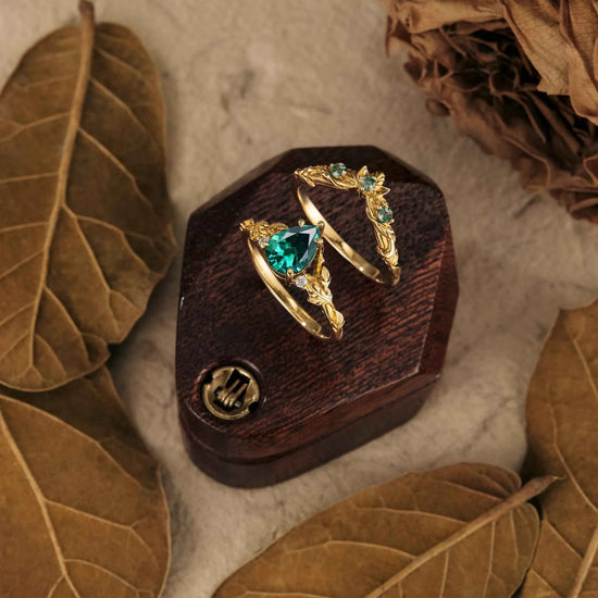 African Violet Inspired Engagement Ring Set 2pcs - GemsMagic - GemsMagic