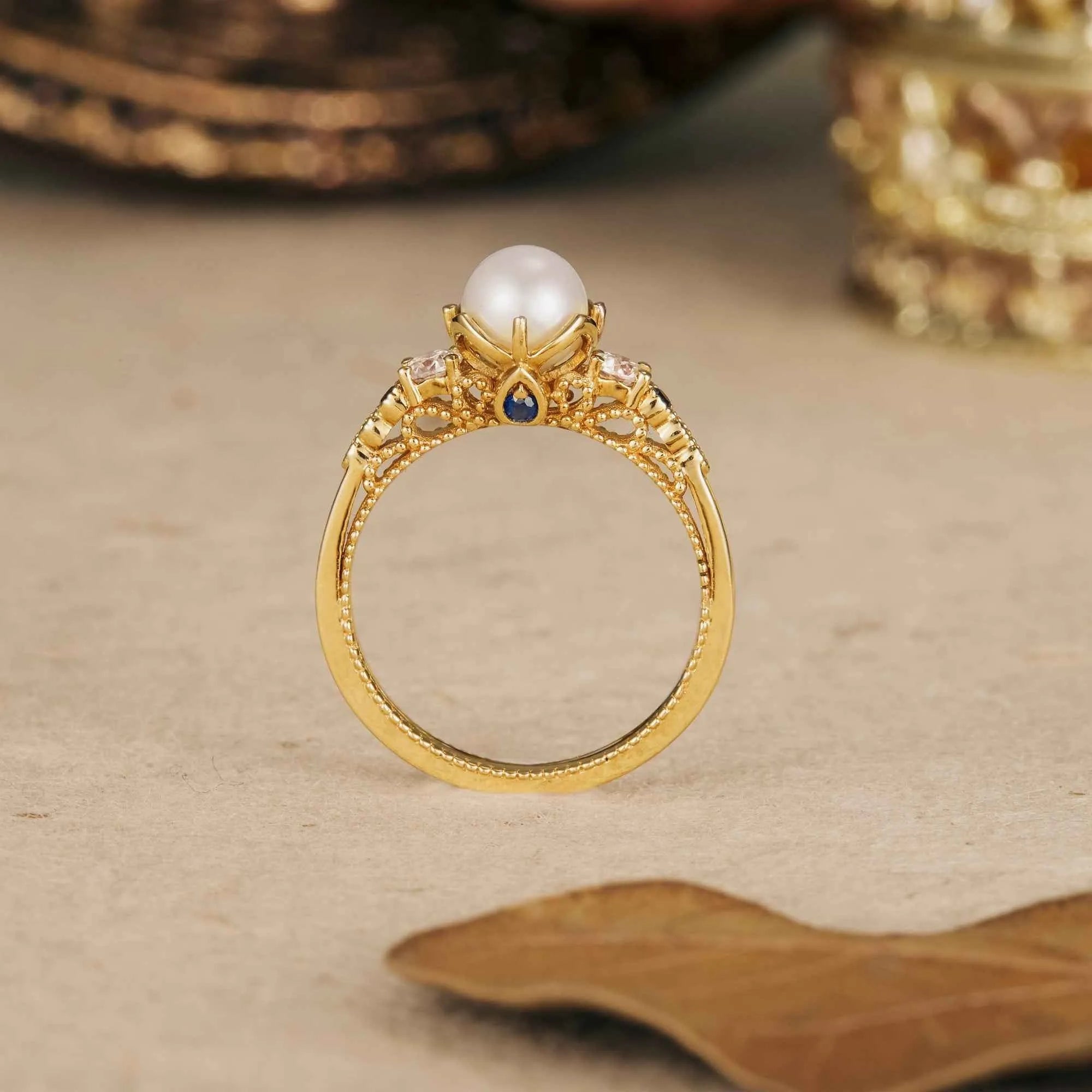 Akoya Pearl Peekaboo Promise Ring - GemsMagic - GemsMagic