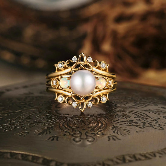 Akoya Pearl Ring Set - Phoebe Ann - GemsMagic - GemsMagic