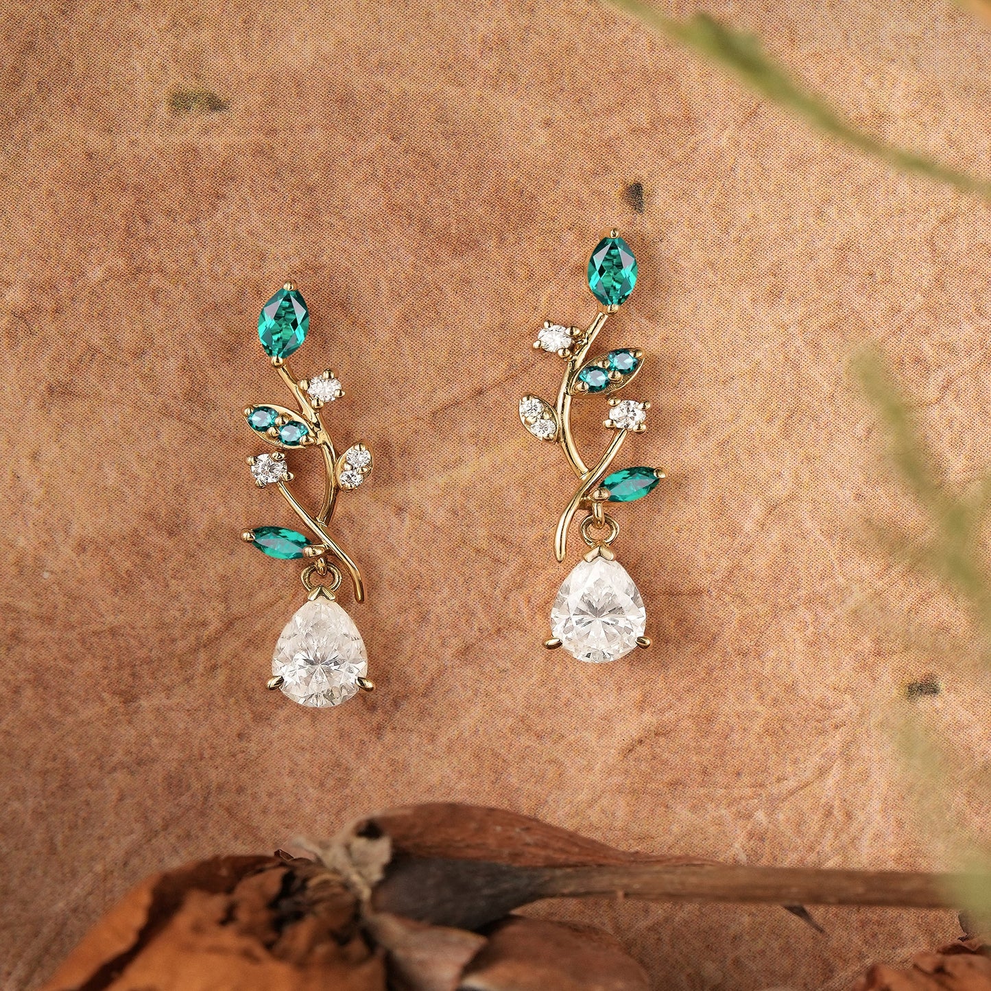 Aphrodite Mythical Emerald and Moissanite Earrings - GemsMagic