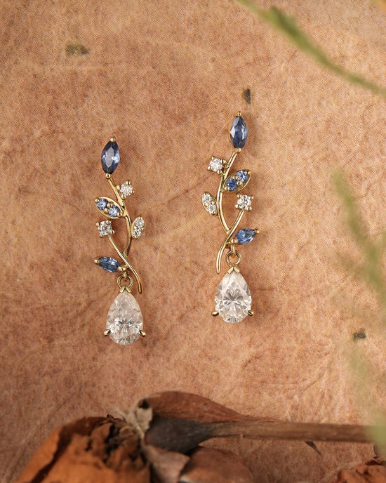 Aphrodite Mythical Sapphire and Moissanite Earrings - GemsMagic