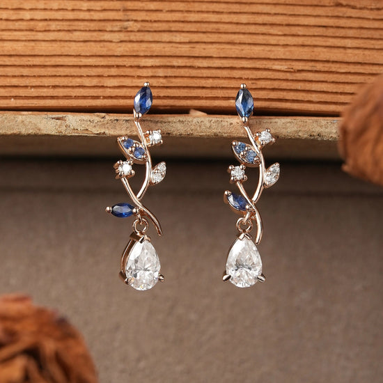 Aphrodite Mythical Sapphire and Moissanite Earrings - GemsMagic