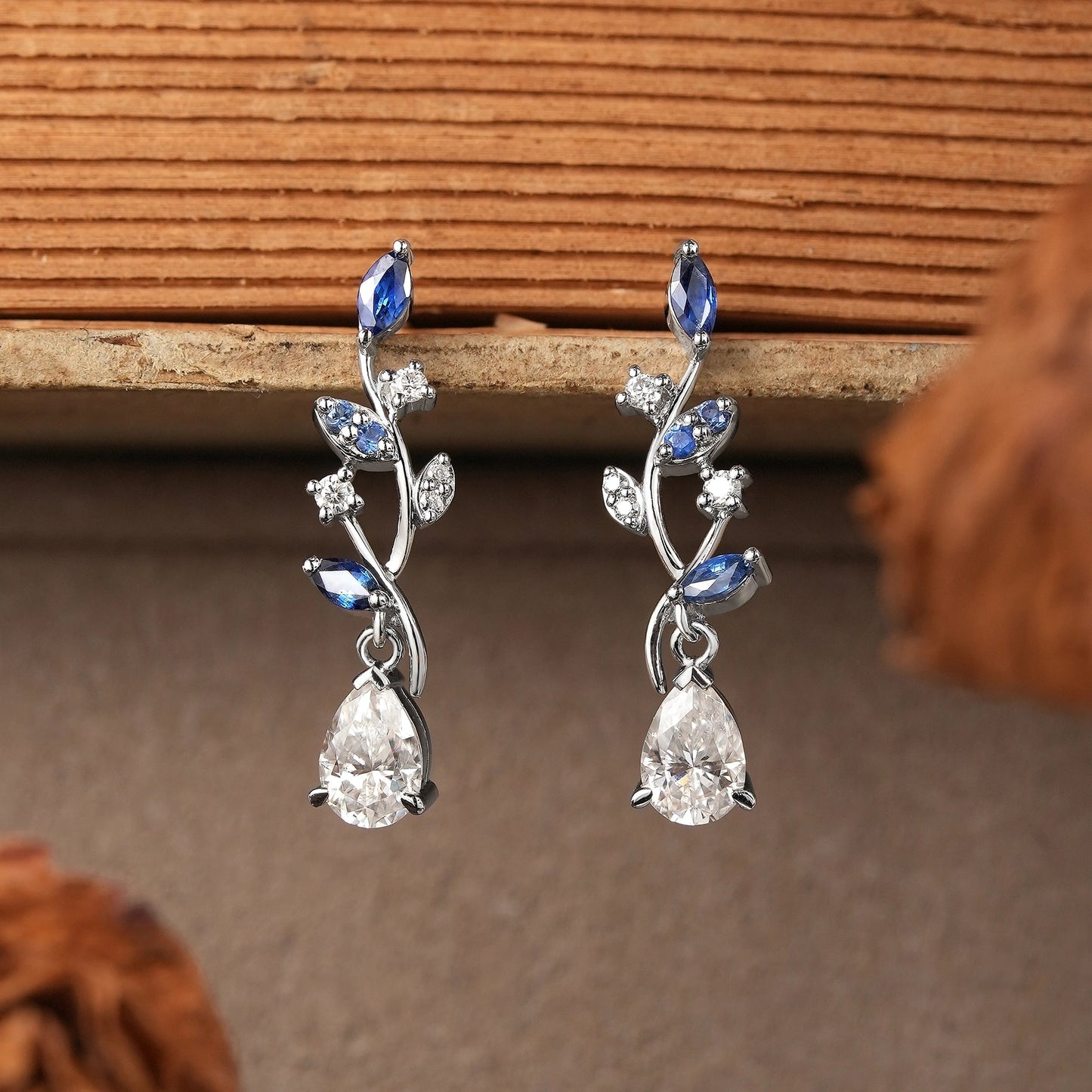Aphrodite Mythical Sapphire and Moissanite Earrings - GemsMagic