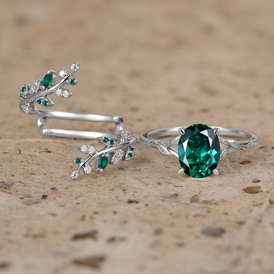 Aphrodite's Enchanted Vine | A Mythical Emerald Engagement Ring Set - GemsMagic