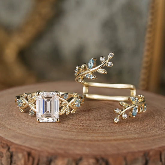 Aphrodite's Enchanted Vine| Moissanite Ring Set with Topaz - Novalie - GemsMagic
