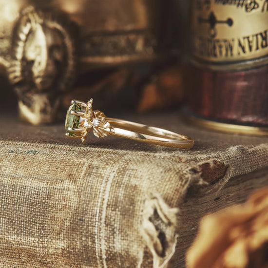 Beekeeper Garden Ring with Green Sapphire - GemsMagic