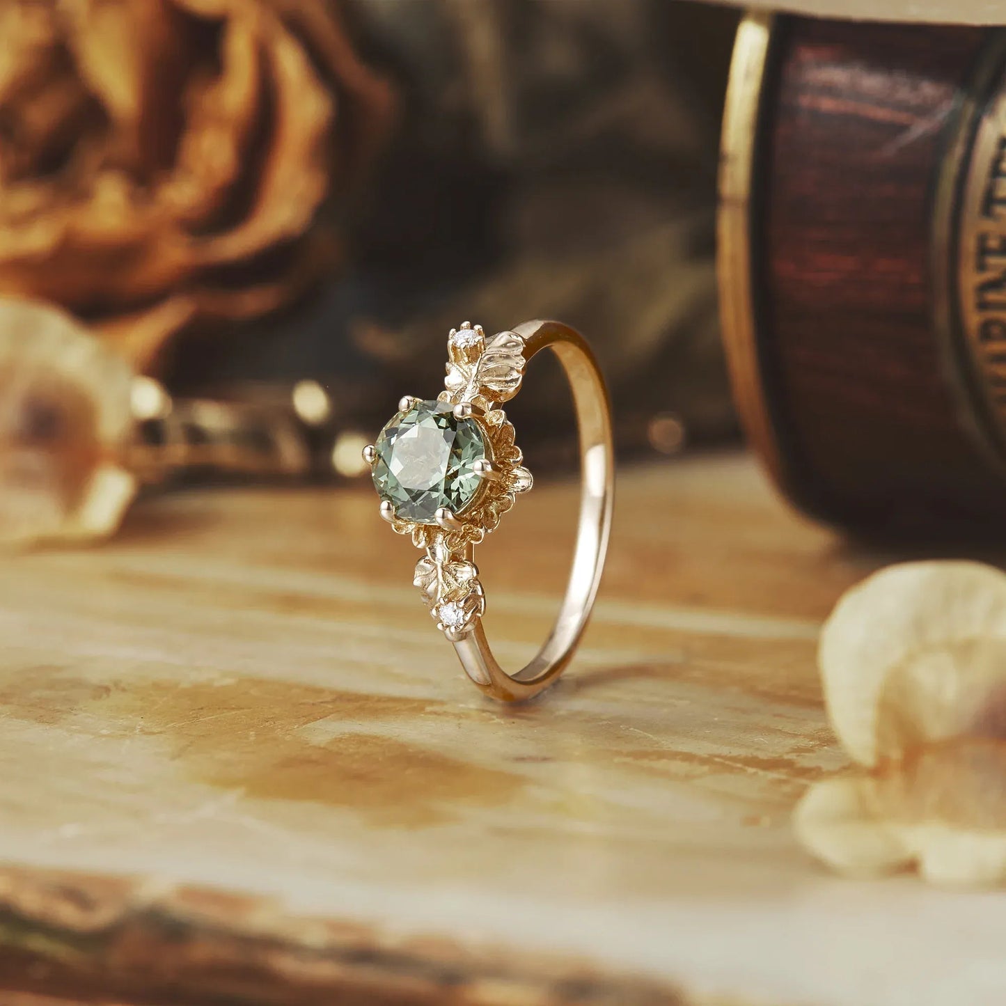 Beekeeper Garden Ring with Green Sapphire - GemsMagic