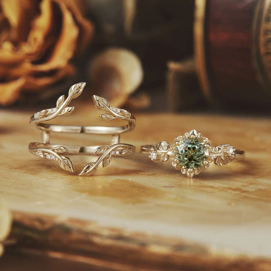 Beekeeper Garden Ring with Green Sapphire Set - GemsMagic