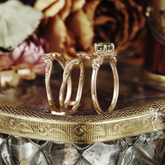 Beekeeper Garden Ring with Green Sapphire Set - GemsMagic