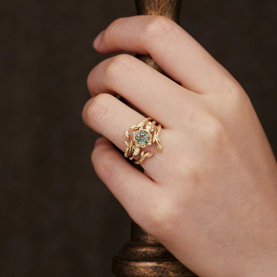 Beekeeper Garden Ring with Green Sapphire Set - GemsMagic