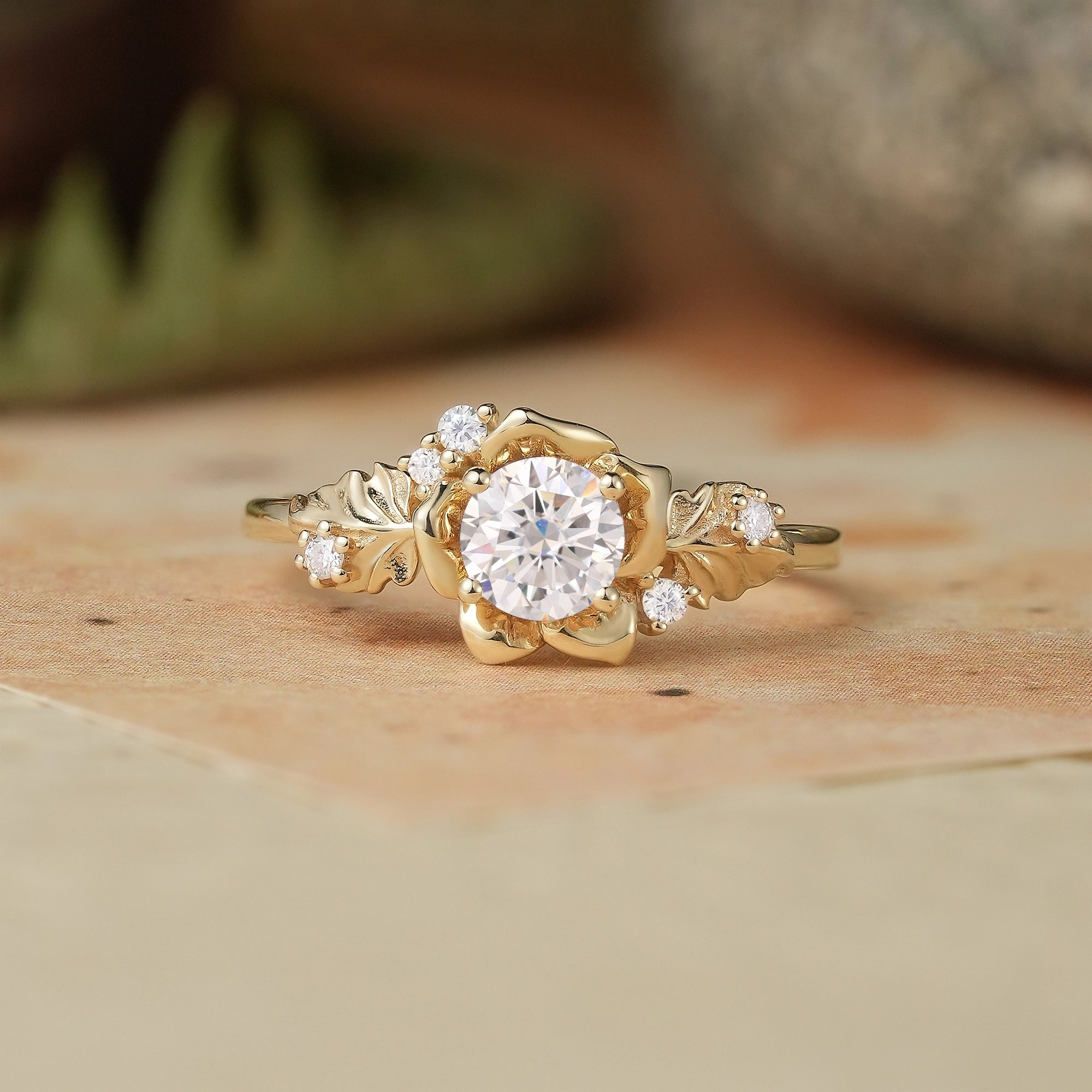 Blooming Rose Moissanite Engagement Ring - Tindra - GemsMagic
