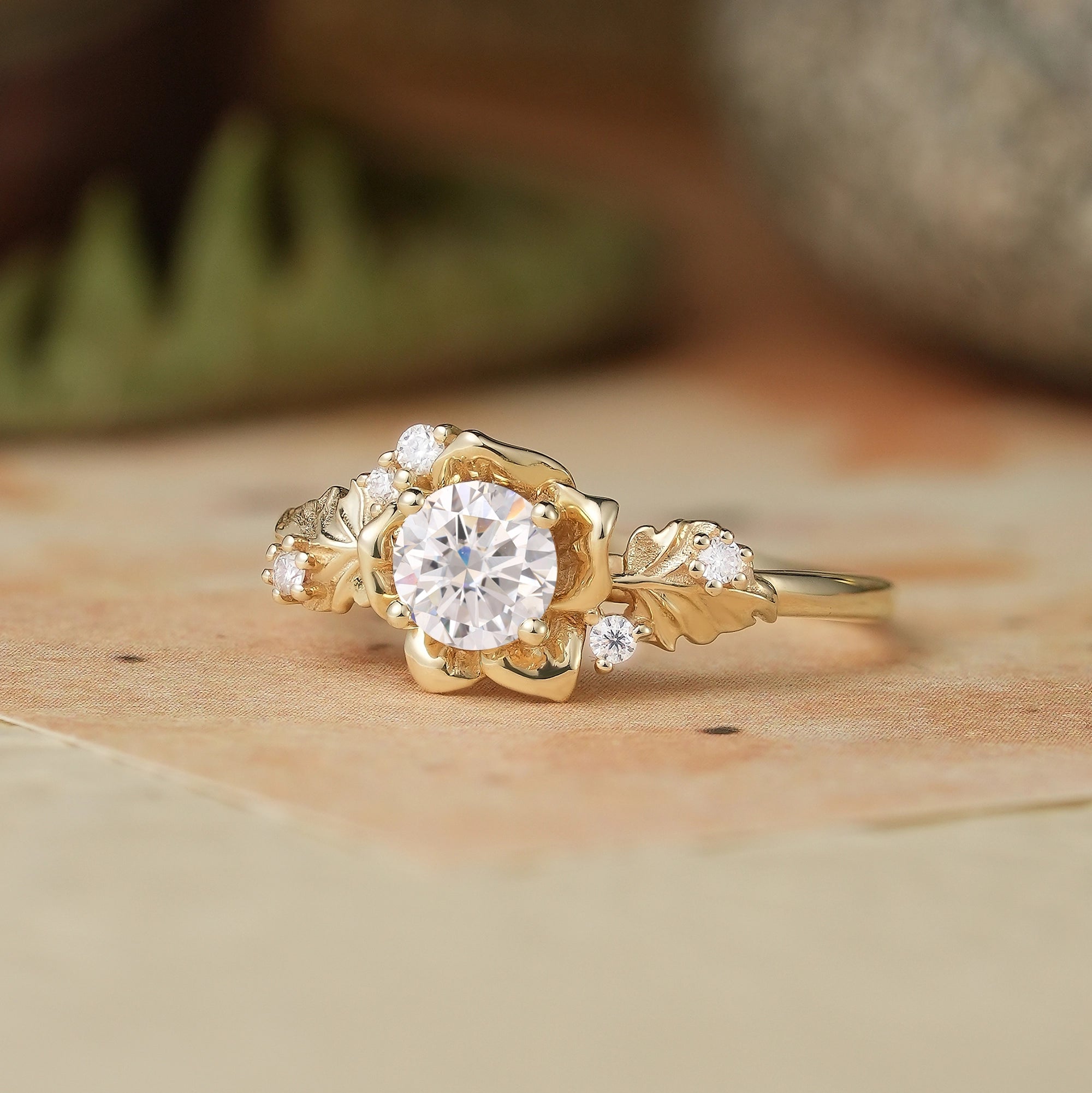 Blooming Rose Moissanite Engagement Ring - Tindra - GemsMagic