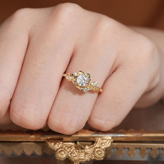 Blooming Rose Moissanite Engagement Ring - Tindra - GemsMagic