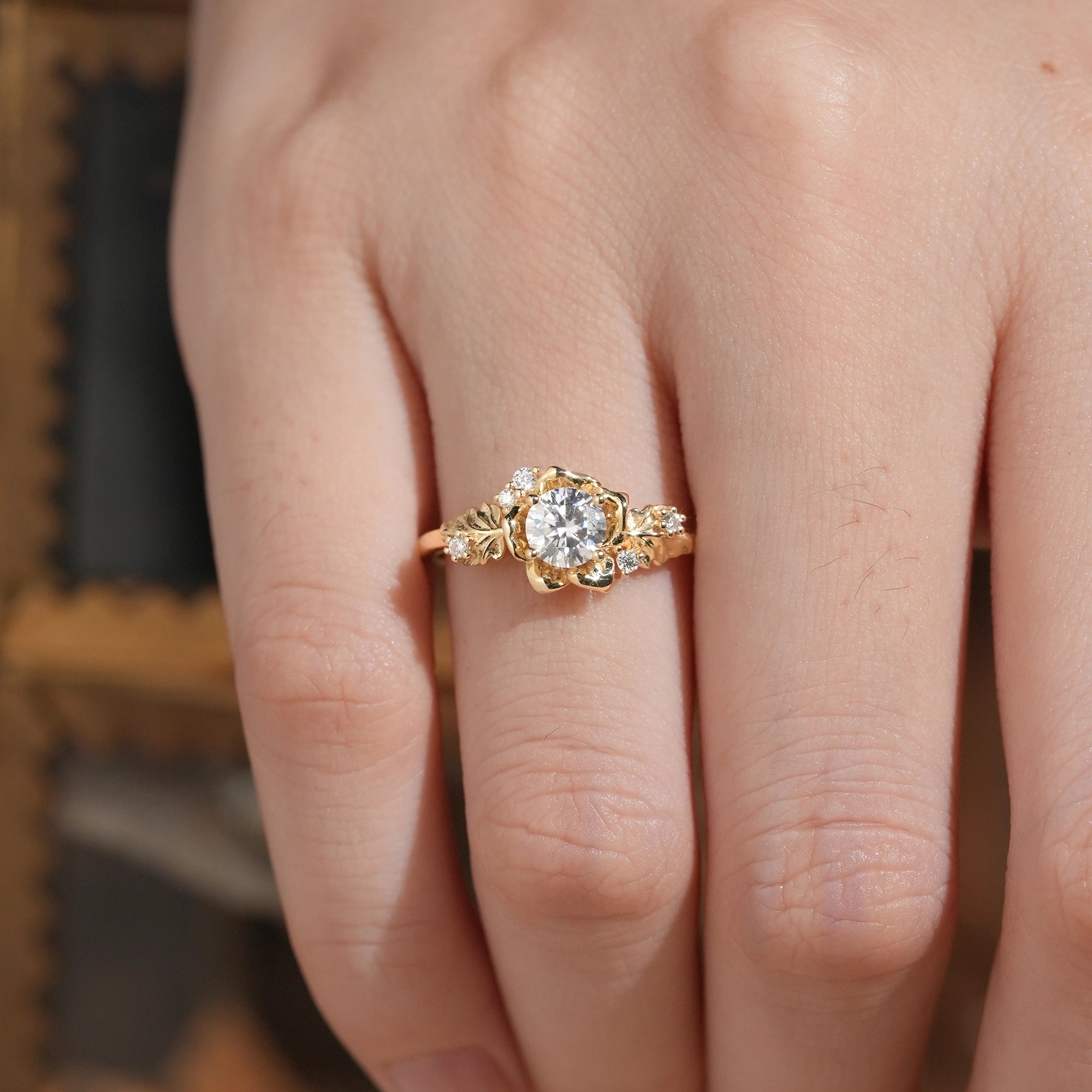 Blooming Rose Moissanite Engagement Ring - Tindra - GemsMagic