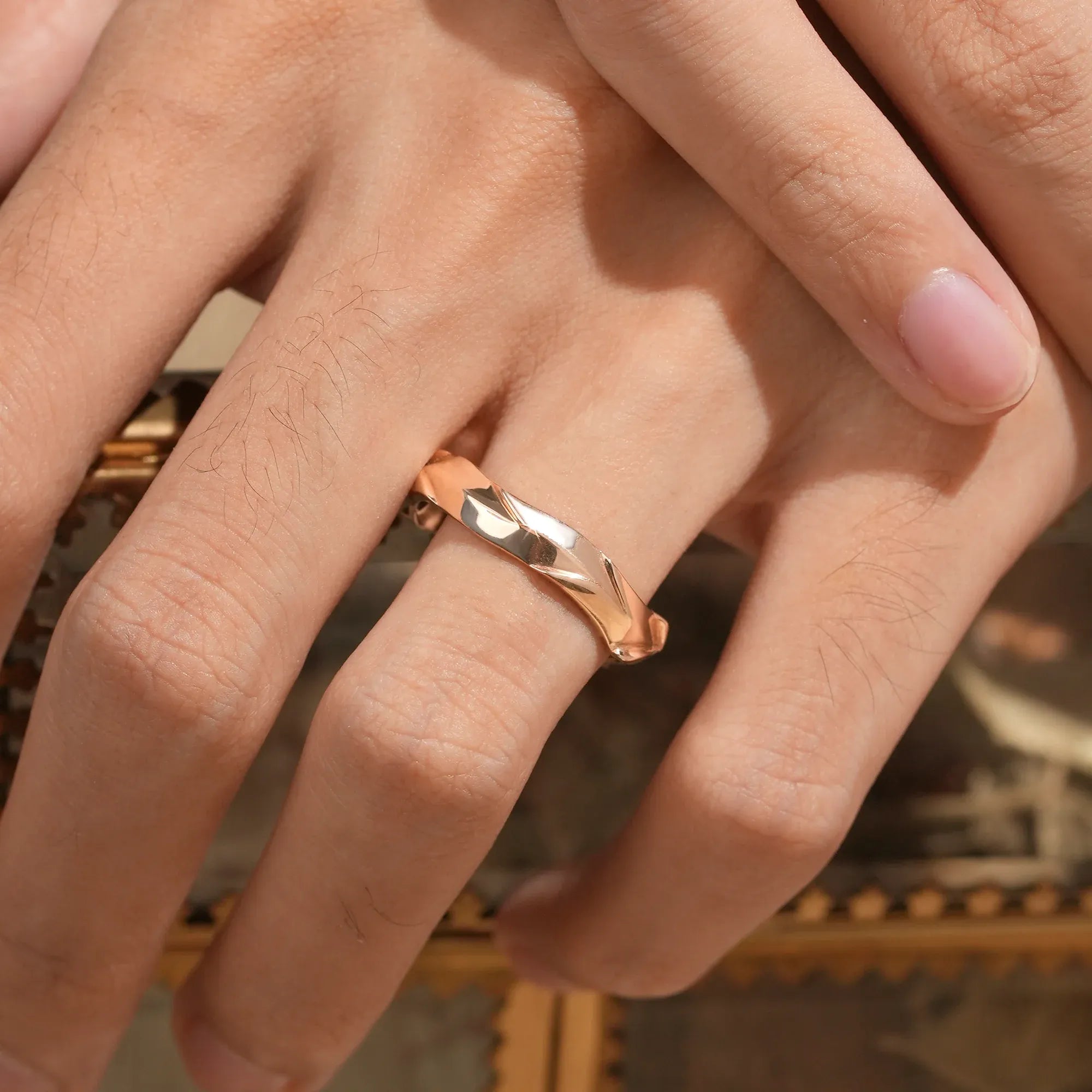 Bold Sculpted Modern Men's Ring - Nathaniel - GemsMagic