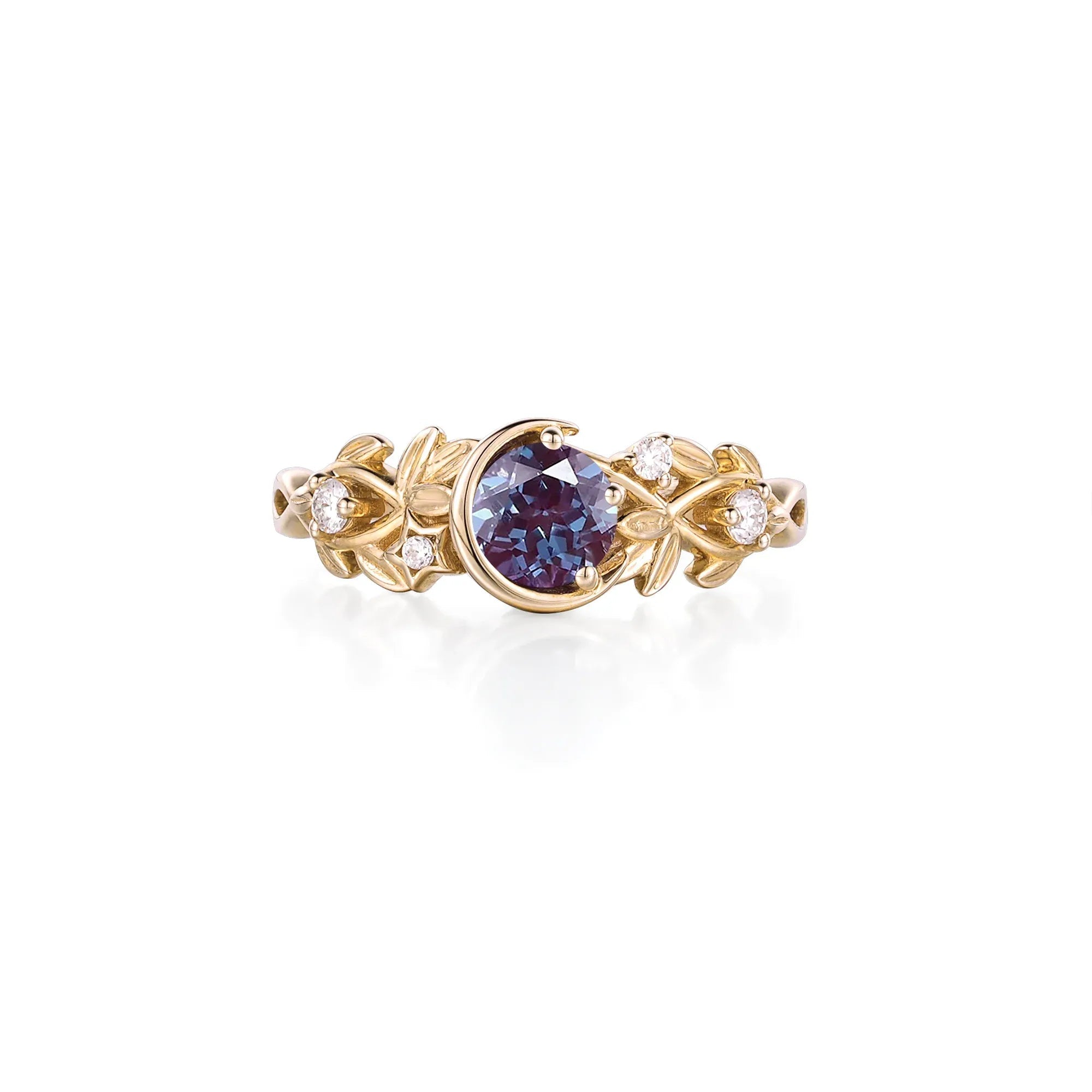 Celestial Blossom Alexandrite Moon Inspired Ring - Naomi - GemsMagic