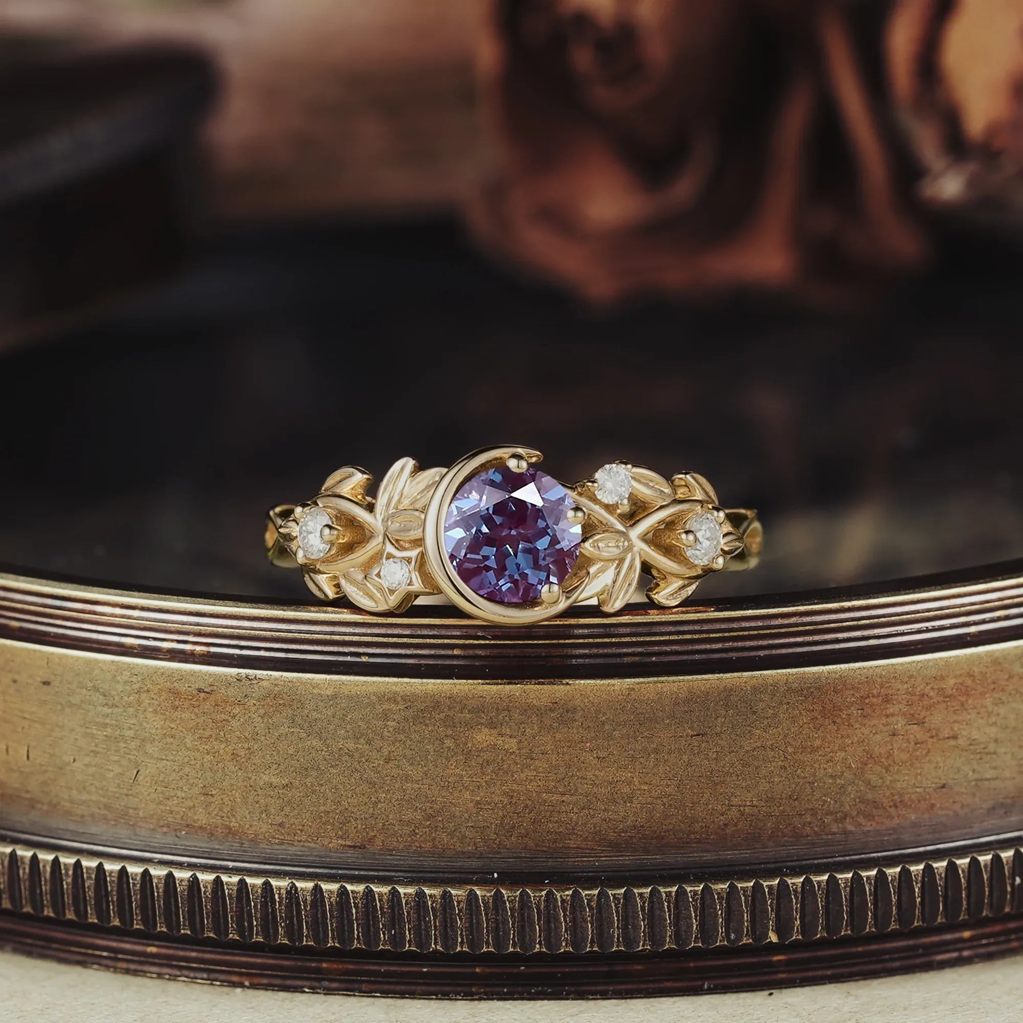 Celestial Blossom Alexandrite Moon Inspired Ring - Naomi - GemsMagic