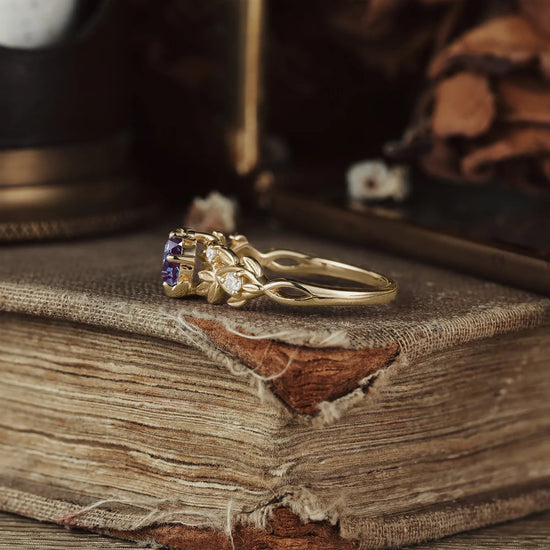 Celestial Blossom Alexandrite Moon Inspired Ring - Naomi - GemsMagic
