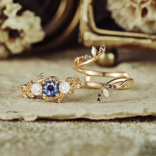 Cranberry Inspired Alexandrite Ring Set 2pcs - GemsMagic - GemsMagic