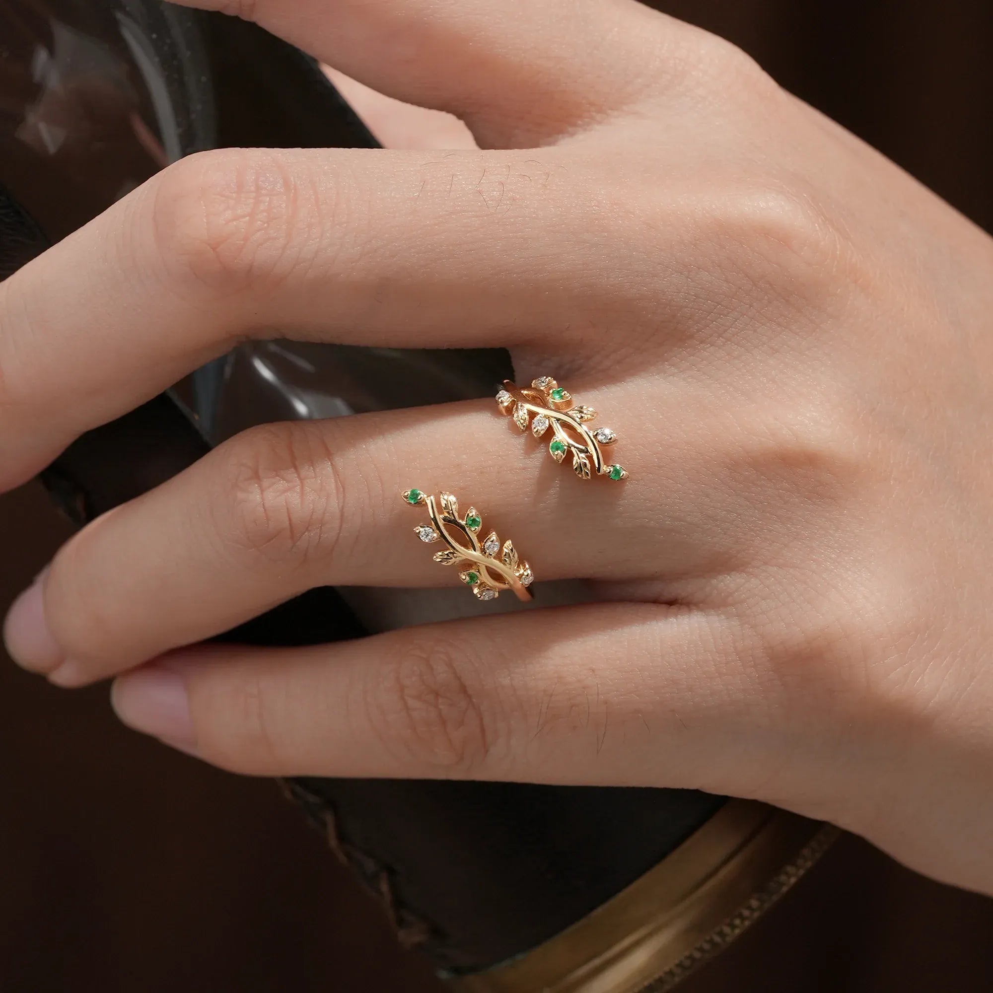 Cross Vine Emerald Enhancer Ring - GemsMagic