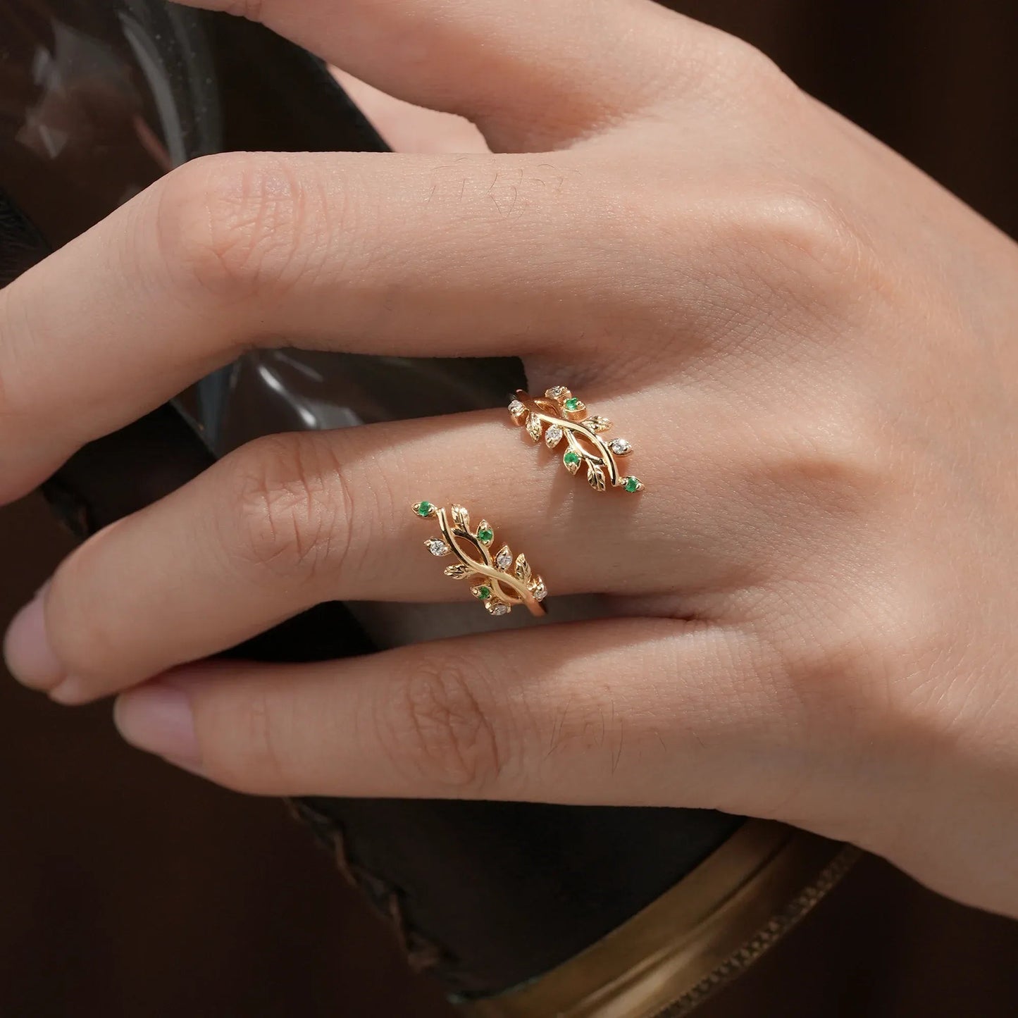 Cross Vine Emerald Enhancer Ring - GemsMagic