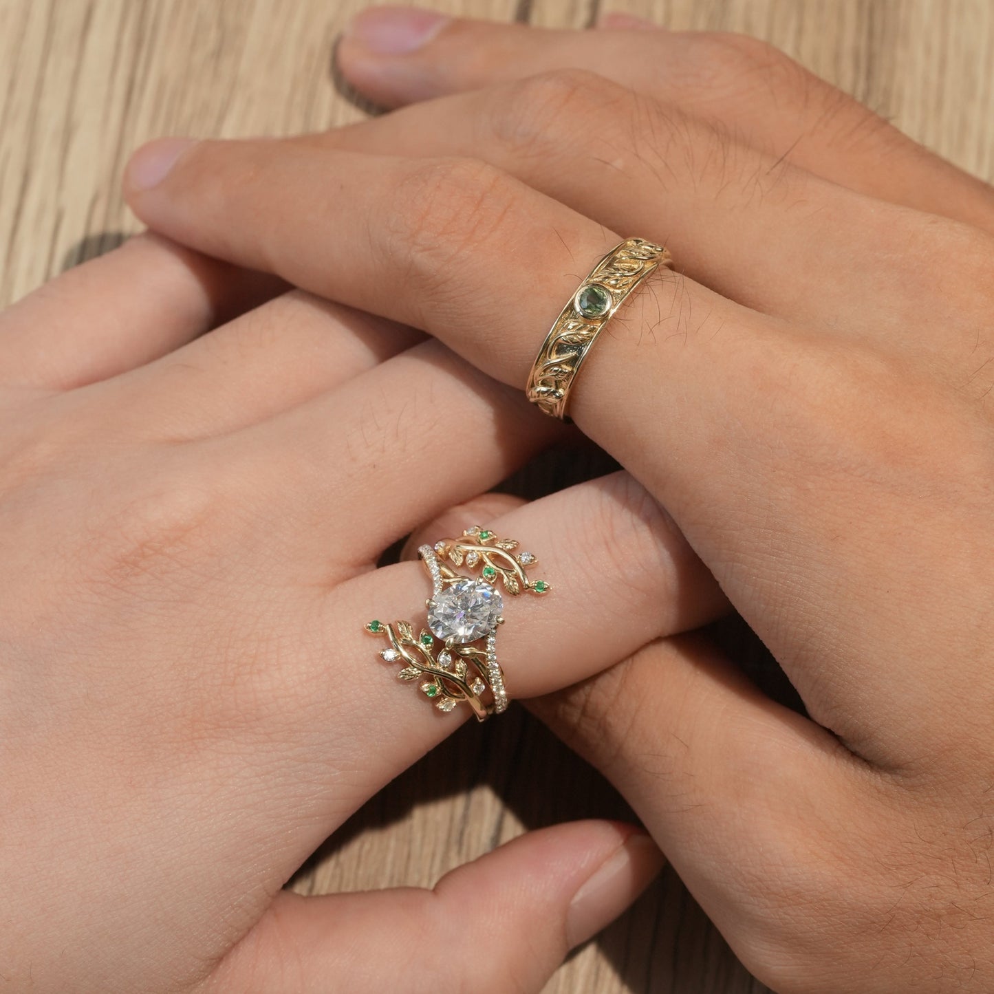 Cross Vine Moissanite Couple Ring Set - Lasting Commitment - GemsMagic