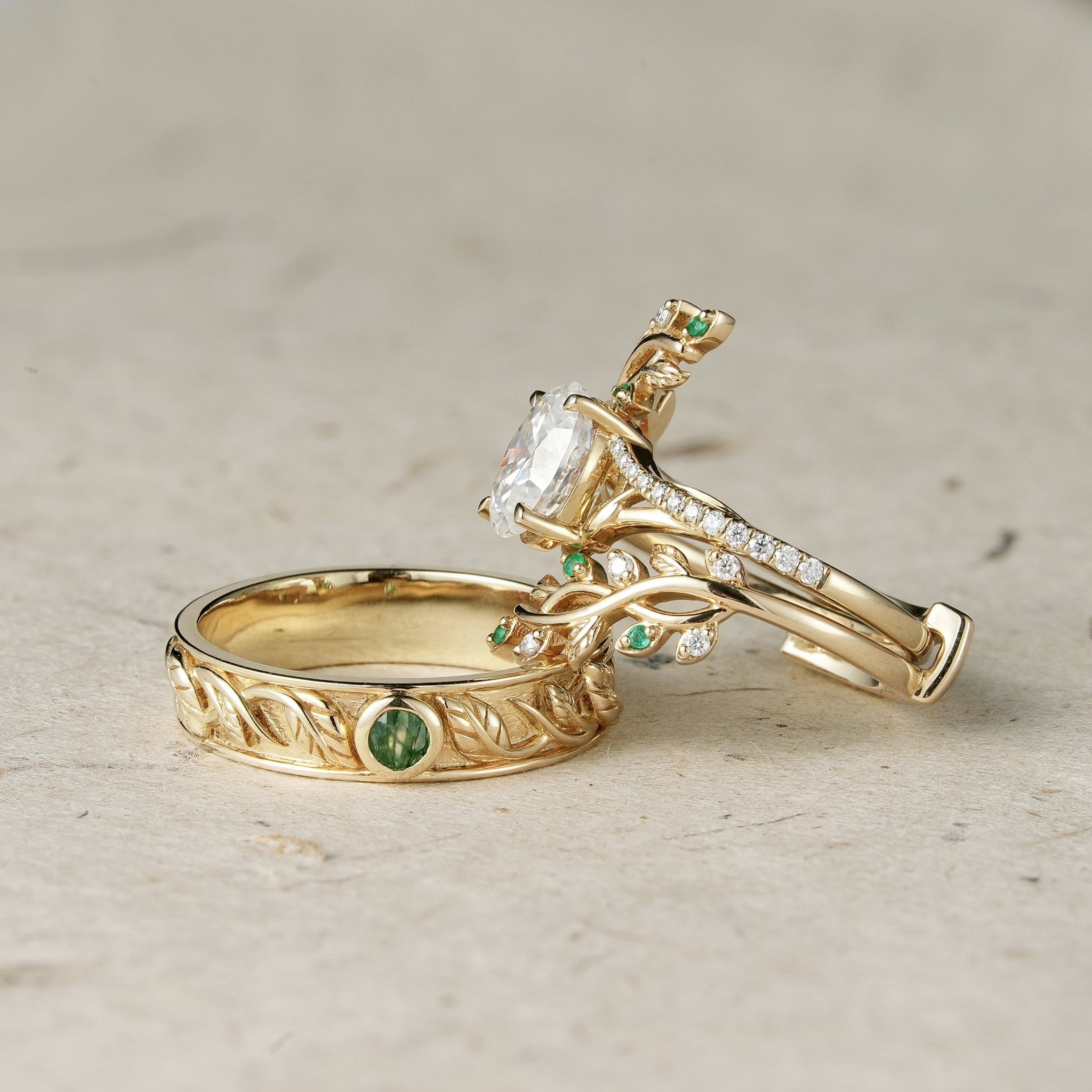 Cross Vine Moissanite Couple Ring Set - Lasting Commitment - GemsMagic