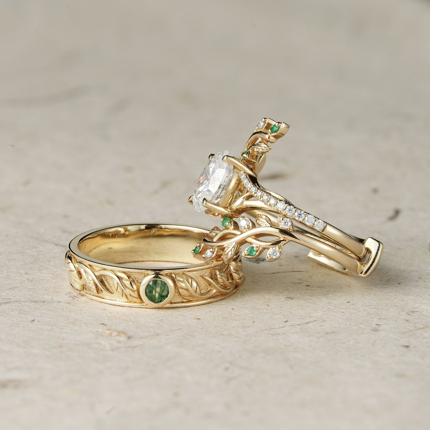 Cross Vine Moissanite Couple Ring Set - Lasting Commitment - GemsMagic