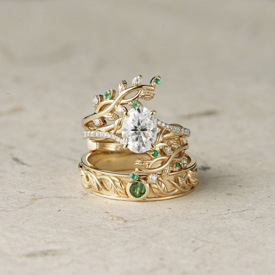 Cross Vine Moissanite Couple Ring Set - Lasting Commitment - GemsMagic