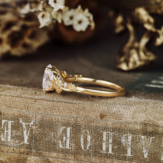 Crossed Leaf Lab Grown Diamond Engagement Ring - Thessaly - GemsMagic