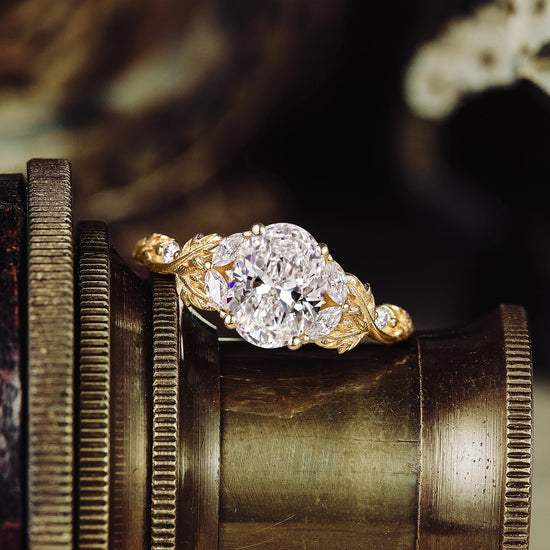 Crossed Leaf Lab Grown Diamond Engagement Ring - Thessaly - GemsMagic