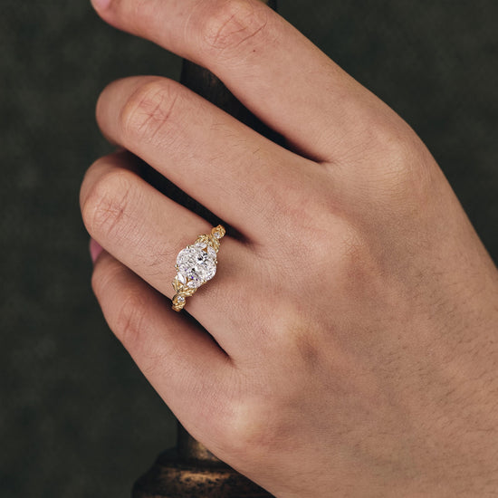 Crossed Leaf Lab Grown Diamond Engagement Ring - Thessaly - GemsMagic